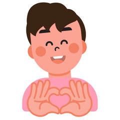 Boys and girls express their love in heart-shaped sign language on Valentine's Day. SVG