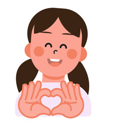 Boys and girls express their love in heart-shaped sign language on Valentine's Day. SVG