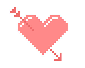 Stylized pink heart speared with arrow. Vector illustration for Valentine's Day.	
