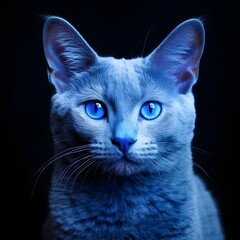 Close-up portrait of a black cat with red eyes staring at the camera generative ai