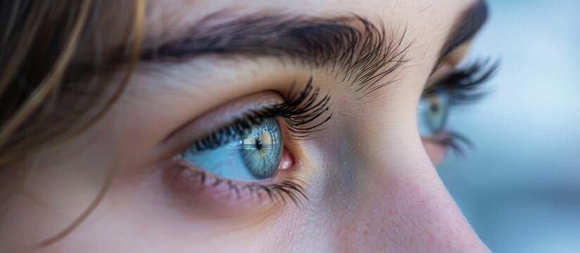 Eye treatment for unrecognizable face and blurred foreground.