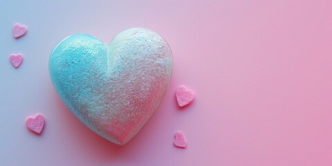 Obraz premium Valentine's day background with hearts on pink and blue background