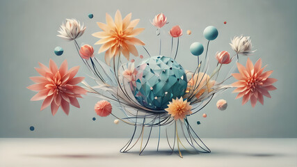 Obraz na płótnie Canvas Futuristic creative abstract flower illustration as beauty innovation concept. AI generated image, ai