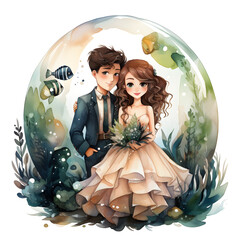 Romantic Couples, Valentine season, Love day, Watercolor illustrations
