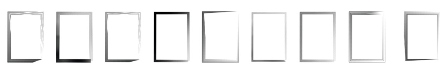 Grunge frames vector set. Abstract empty brush poster collection.