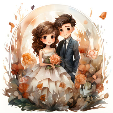 Romantic Couples, Valentine season, Love day, Watercolor illustrations