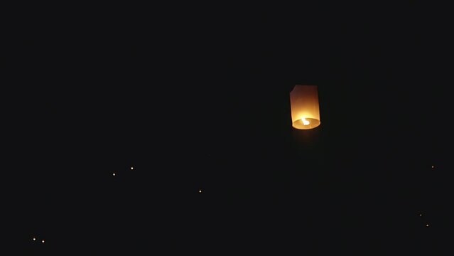 Sky lanterns, flying lanterns, floating lanterns, hot-air balloons Loy Krathong Festival in Chiang Mai Thailand.