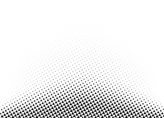 Triangles halftone geometric pattern. Black and white banner.