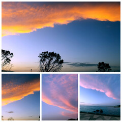 Panoramic view of sunset, mix photos, beautiful backgraund.