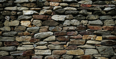 Empty brown grain stone wall for abstract  background and texture. beautiful patterns, space for work, banner, wallpaper close up. Horizontal.