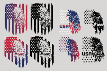 American Flag With Eagle Bundle, American Eagle T-shirt, American Flag, USA Eagle Shirt, USA Patriotic, 4th of July Svg, Flag Through Eagle, Silhouette Cut Files