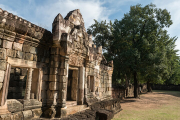 Sdok Kok Thom windows of ancient castle, Sa Kaeo, Thailand