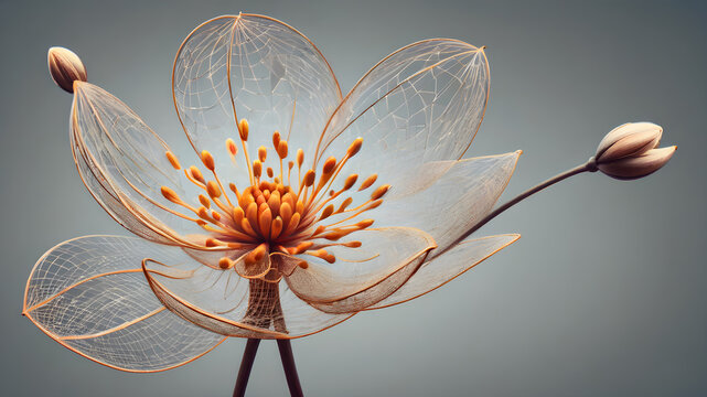 Futuristic creative abstract  flower illustration as beauty innovation concept. AI generated image, ai