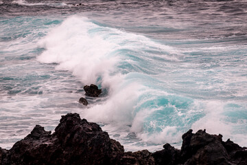 raging waves in the Pacific Ocean