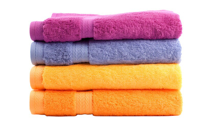 Fototapeta na wymiar stack of colorful towels on transparent background