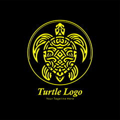 a turtle-shaped logo design with a classic style combined with a carved style