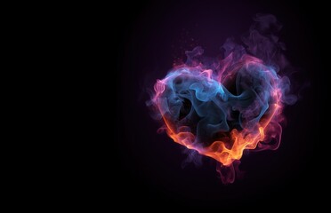 Heart made of fire background with copy space