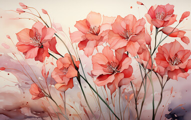 Blooming Elegance: A Watercolor Symphony of Red Poppies