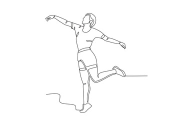 A modern dancing woman. Dancing one-line drawing