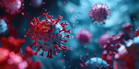 Papier Peint photo Photographie macro A 3D rendering illustration of a macro virus background, designed for medical contexts