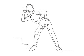A woman dancing with enjoyment. Dancing one-line drawing