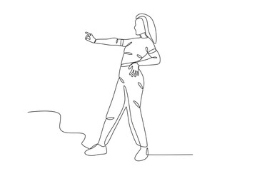 A woman dancing at a party. Dancing one-line drawing