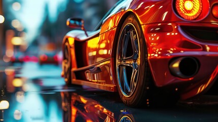 Mesmerizing sport car photography capturing motion blur, reflections, close up, and cinematic speed - obrazy, fototapety, plakaty