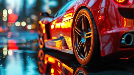 Mesmerizing sport car photography capturing motion blur, reflections, and cinematic speed - obrazy, fototapety, plakaty