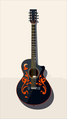 vector guitar on with background