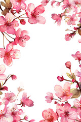 Fototapeta na wymiar 桜の水彩イラスト、フレーム、壁紙、バナー背景