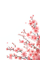 桜の水彩イラスト、フレーム、壁紙、ハガキ、春の挨拶