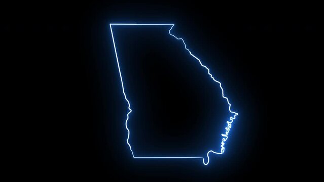 Animated Georgia map icon with a glowing neon effect