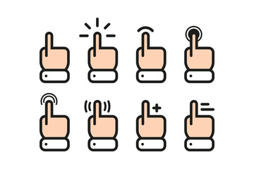 Hand Click set icons in flat design