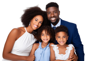 Fototapeta premium Happy African American Family. Isolated on Transparent Background, No Background, Cutout. 