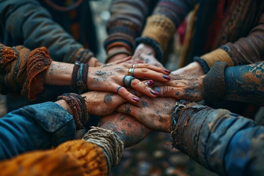 United Hands of Diversity, Teamwork and Unity Concept
