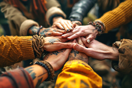 United Hands of Diversity, Teamwork and Unity Concept
