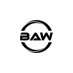 BAW letter logo design with white background in illustrator, cube logo, vector logo, modern alphabet font overlap style. calligraphy designs for logo, Poster, Invitation, etc.