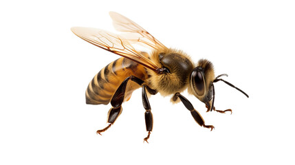 honey bee isolated on transparent background - obrazy, fototapety, plakaty