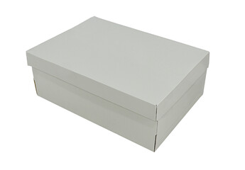 Grey carton made shoe box isolated on white background