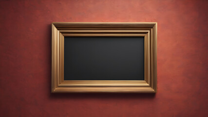  Artifical Intelligence generated image of interior with empty frame.   Blank picture frame hanging on wall, AI generated image