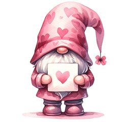 Gnome holding heart card