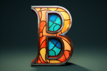 Fototapeta na wymiar Stained glass 3D render of the letter 