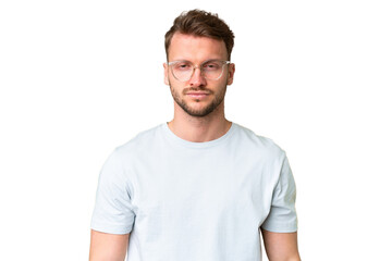 Fototapeta premium Young handsome caucasian man over isolated chroma key background With glasses