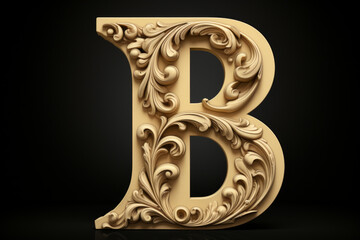 Stylized 3D render of the letter "B" isolated on a solid background
