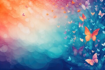 Abstract nature background with butterflies and bokeh lights. Abstract background March: Beginning of Spring. Learn about Butterflies Day