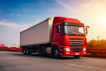 Global Connections: Cargo Truck and Industrial Container