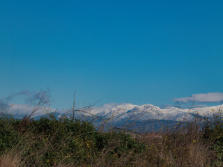 Mountain landscape view of the Sierra de Guadarrama mountains ne