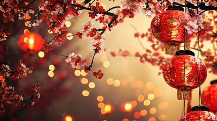 Obraz premium Chinese new year fireworks in the red background. Chinese New Year concept