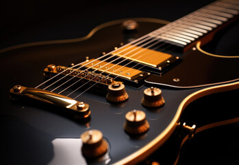 A captivating image of a music lover's prized possession, a stunning electric guitar, showcasing...