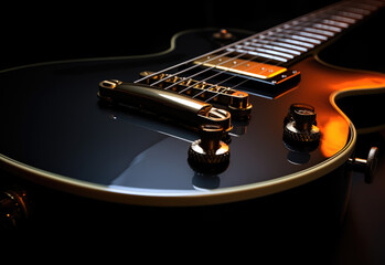 A mesmerizing snapshot of a powerful electric guitar, its intricate strings and sleek design...